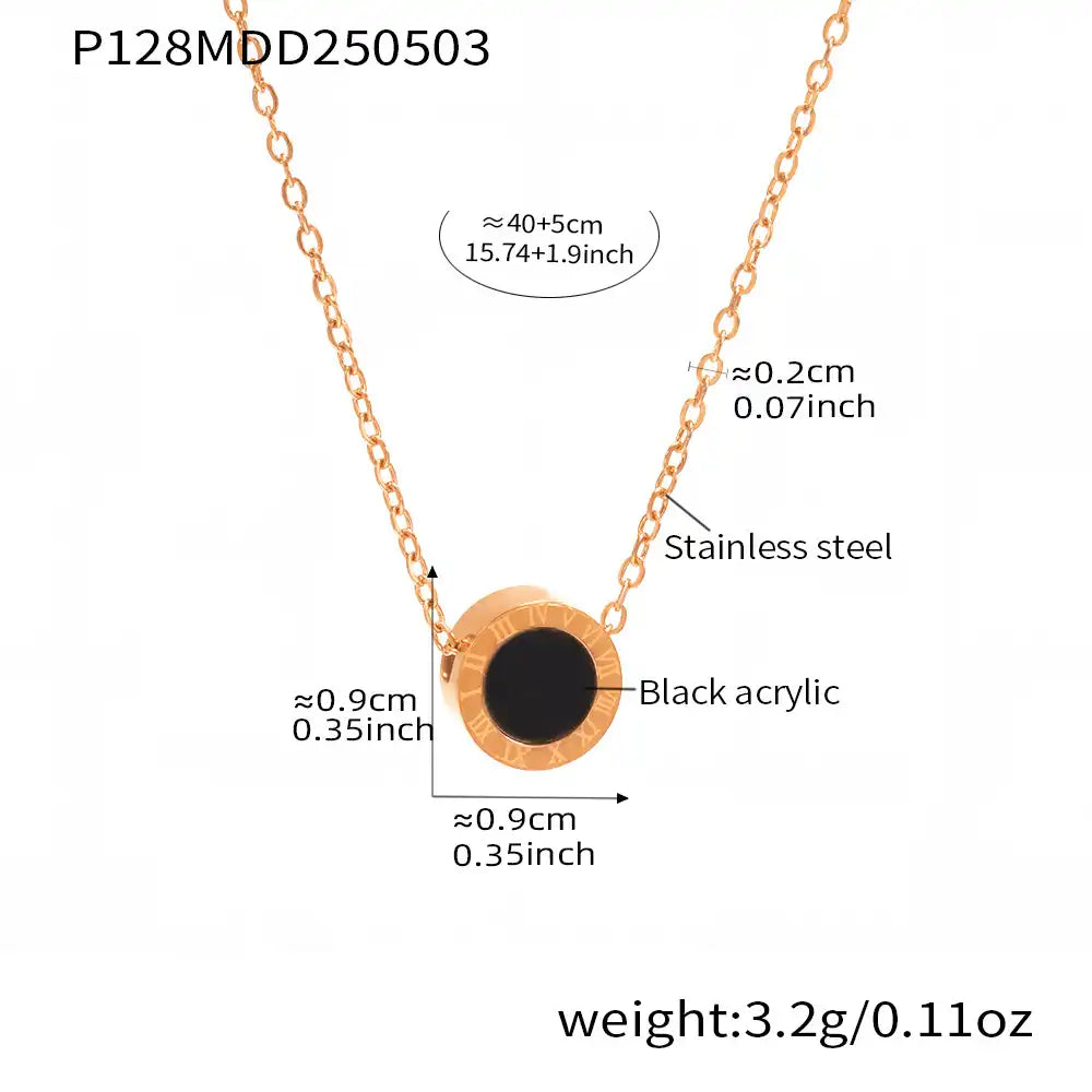 White clam shell and black acrylic Roman numeral bracelet & necklace / 25003060