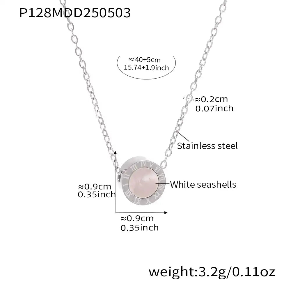 White clam shell and black acrylic Roman numeral bracelet & necklace / 25003060
