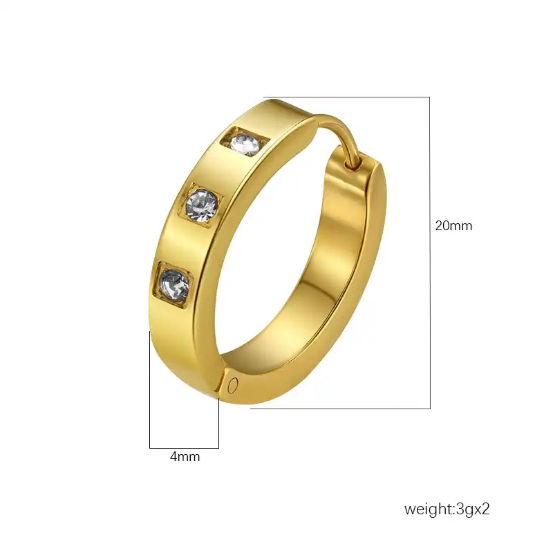 Women's stainless steel earrings with Rhinestone inlay / 25104009