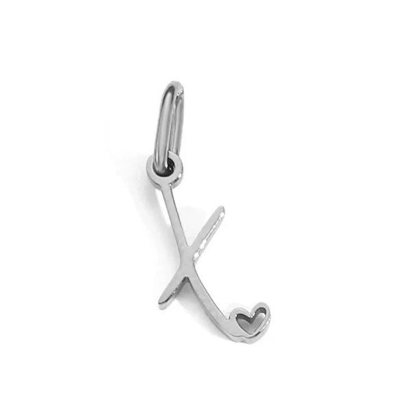 Stainless Steel A-Z Letter Heart Pendant (Pk of 10 ) / KP0002