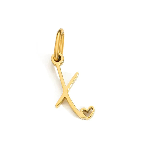 Gold Plated Stainless Steel A-Z Letter Heart Pendant (Pk of 10 ) / KP0003