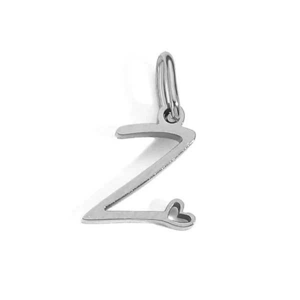 Stainless Steel A-Z Letter Heart Pendant (Pk of 10 ) / KP0002