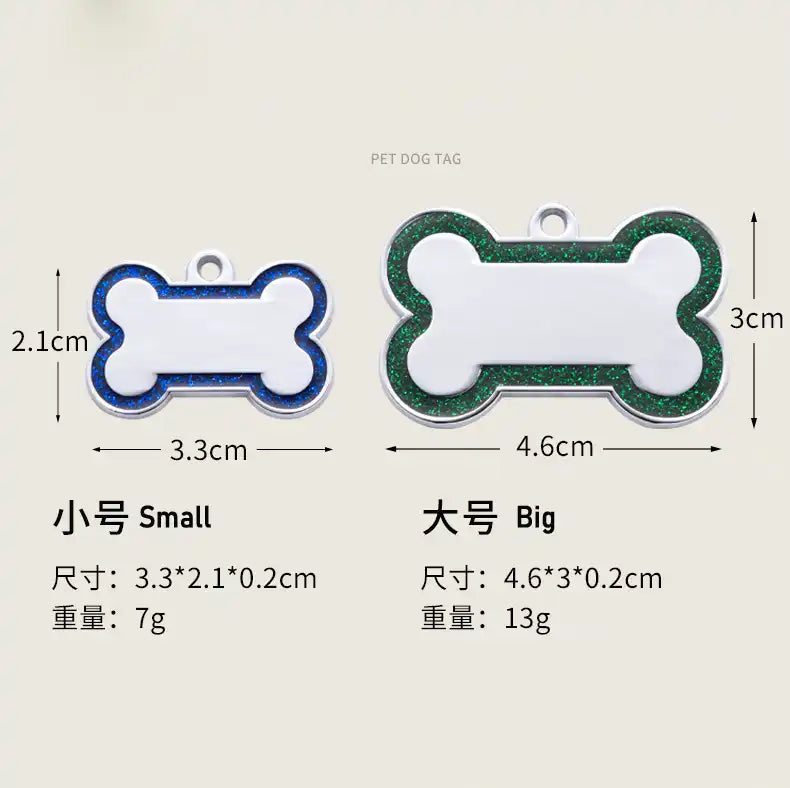 Zinc Alloy Enamel Engravable Bone Dog Tags / Lot of 10pcs / KT1001
