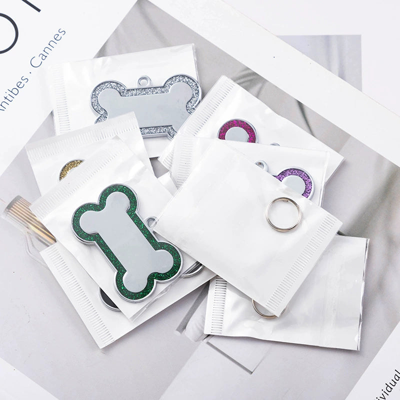 Zinc Alloy Enamel Engravable Bone Dog Tags / Lot of 10pcs / KT1001