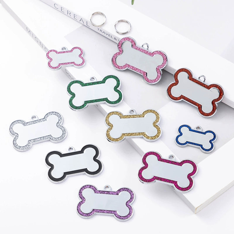 Zinc Alloy Enamel Engravable Bone Dog Tags / Lot of 10pcs / KT1001