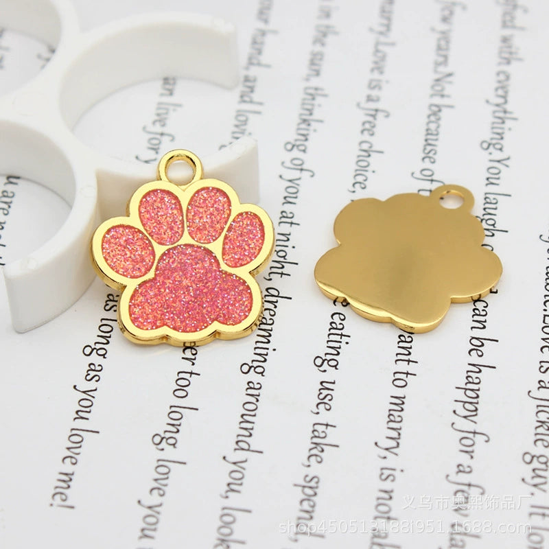 Gold Plated Alloy Shiny Engravable Paw Shape Cat Dog Tags ( pk of 10 ) / KT1004