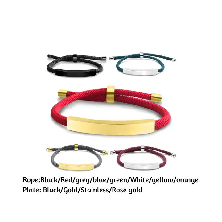 Engravable Stainless Steel Woven Unisex Adjustable Rope Bracelets / KC0001