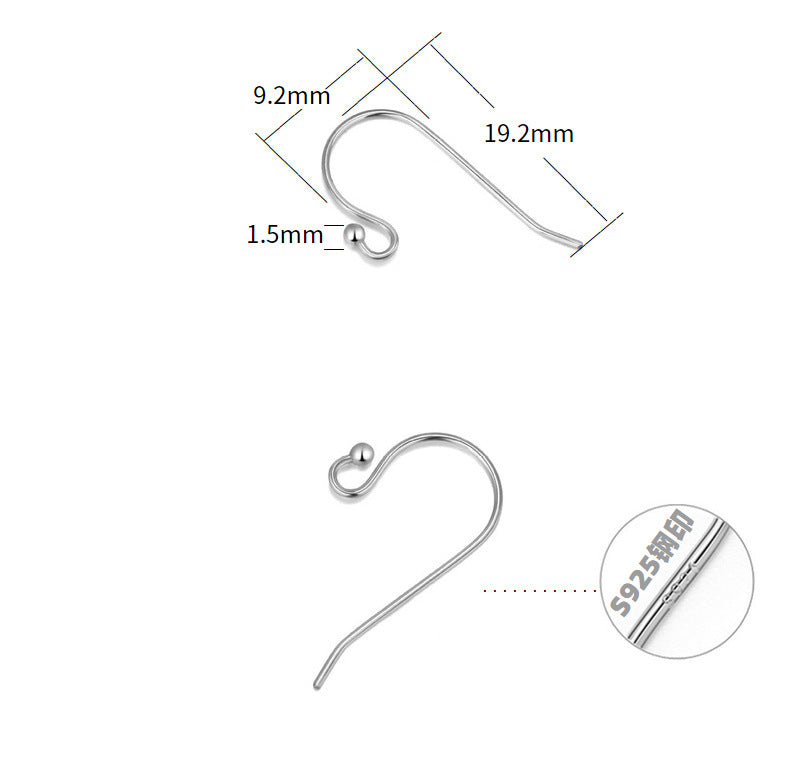 0.6mm Sterling Silver Earring Hooks With Beads End ( pk of 10 pairs )