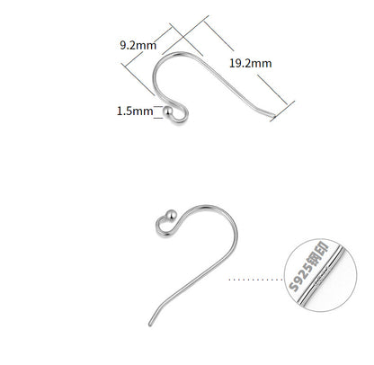 0.6mm Sterling Silver Earring Hooks With Beads End ( pk of 10 pairs )