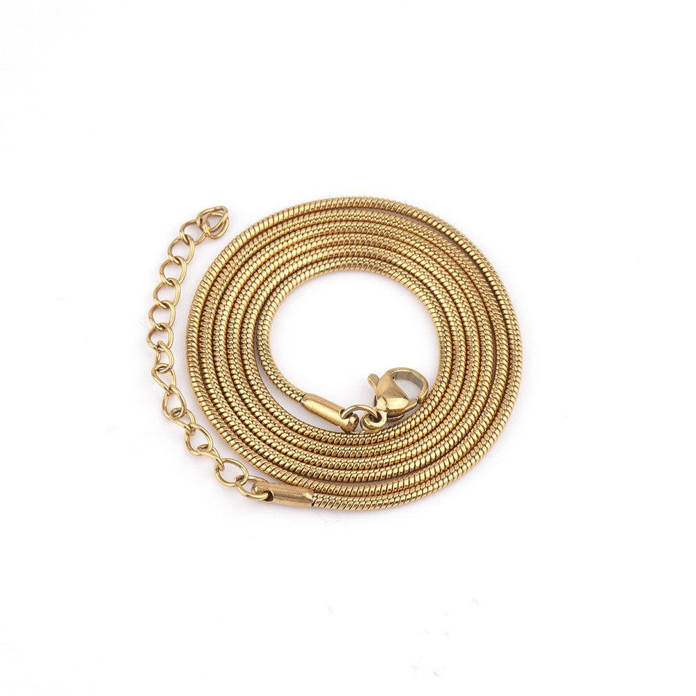 0.9-3.2mm Gold PVD Stainless Steel Rounded Snake Chain Necklace / KJ0228