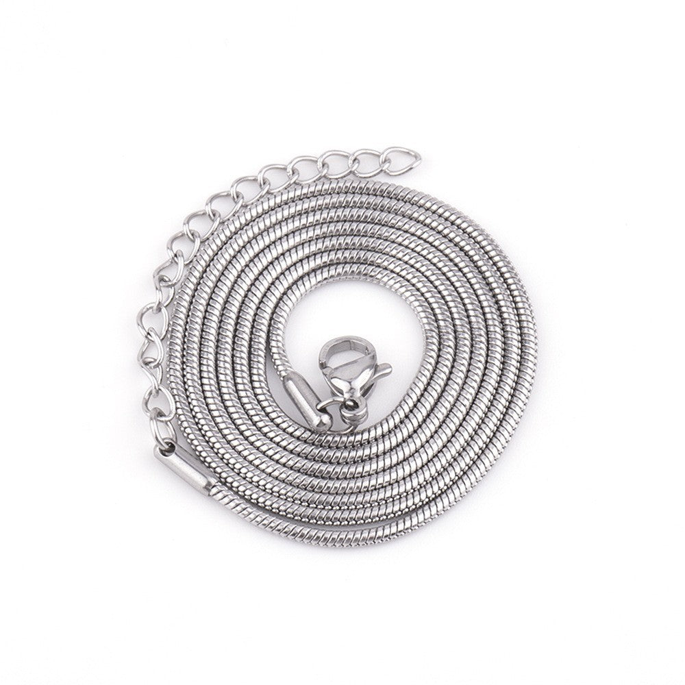 0.9-3.2mm Stainless Steel Rounded Snake Chain Necklace / KJ0229