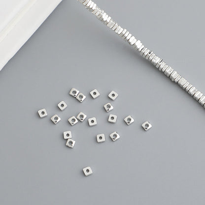 1.5-3mm Cube, Sterling Silver Beads ( pk of 10 )