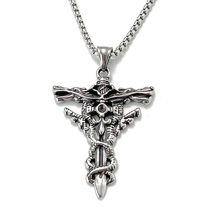 No.10 Stainless Steel Vintage Cross Pendant Necklace / KJ0206