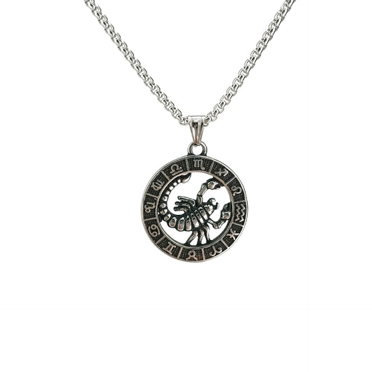 60cm Stainless Steel Vintage Scorpio Zodiac Necklaces / KJ0237