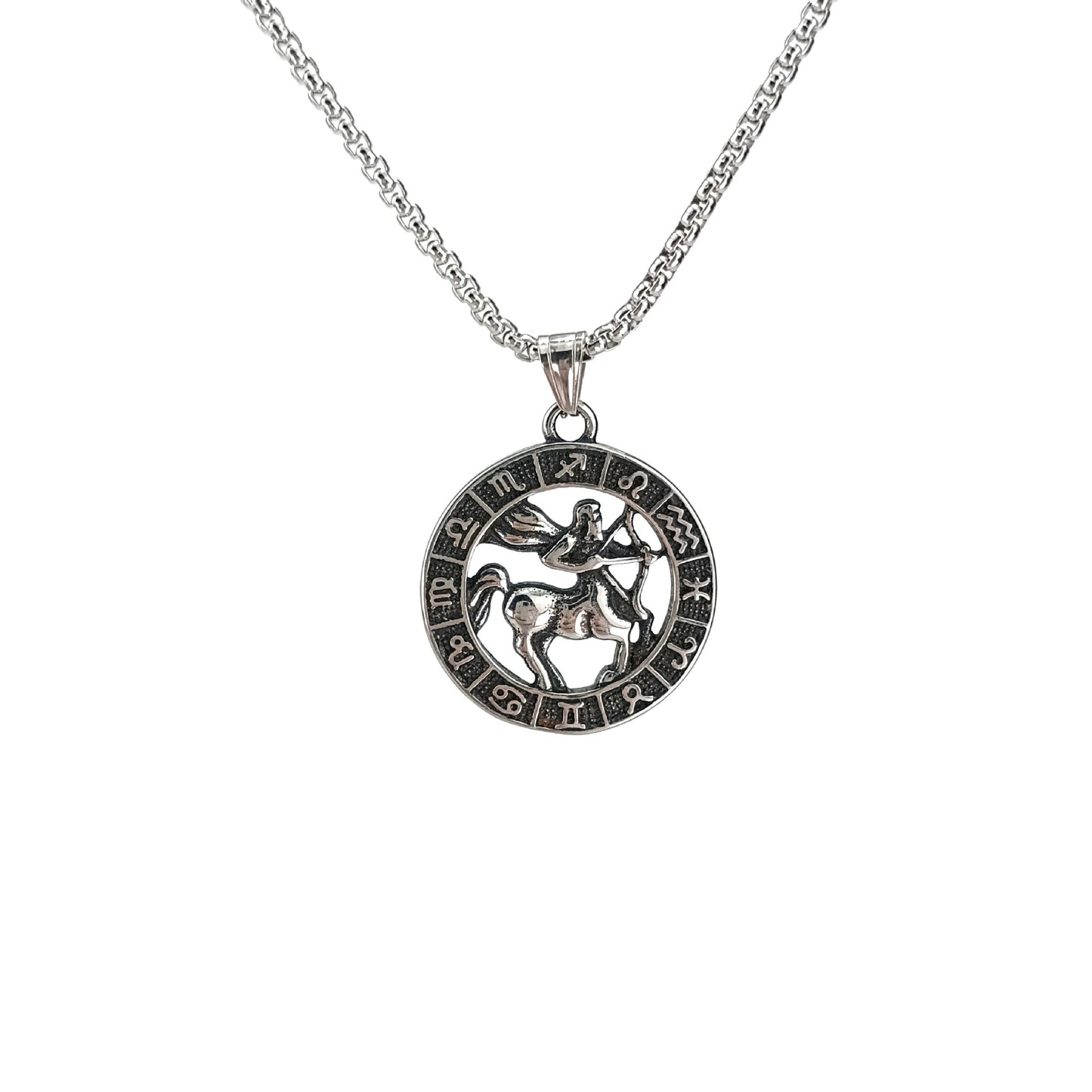 60cm Stainless Steel Vintage Sagittarius Zodiac Necklaces / KJ0238