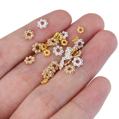 Alloy, 14k Gold-filled, Snowflake spacer Beads ( pk of 100 )