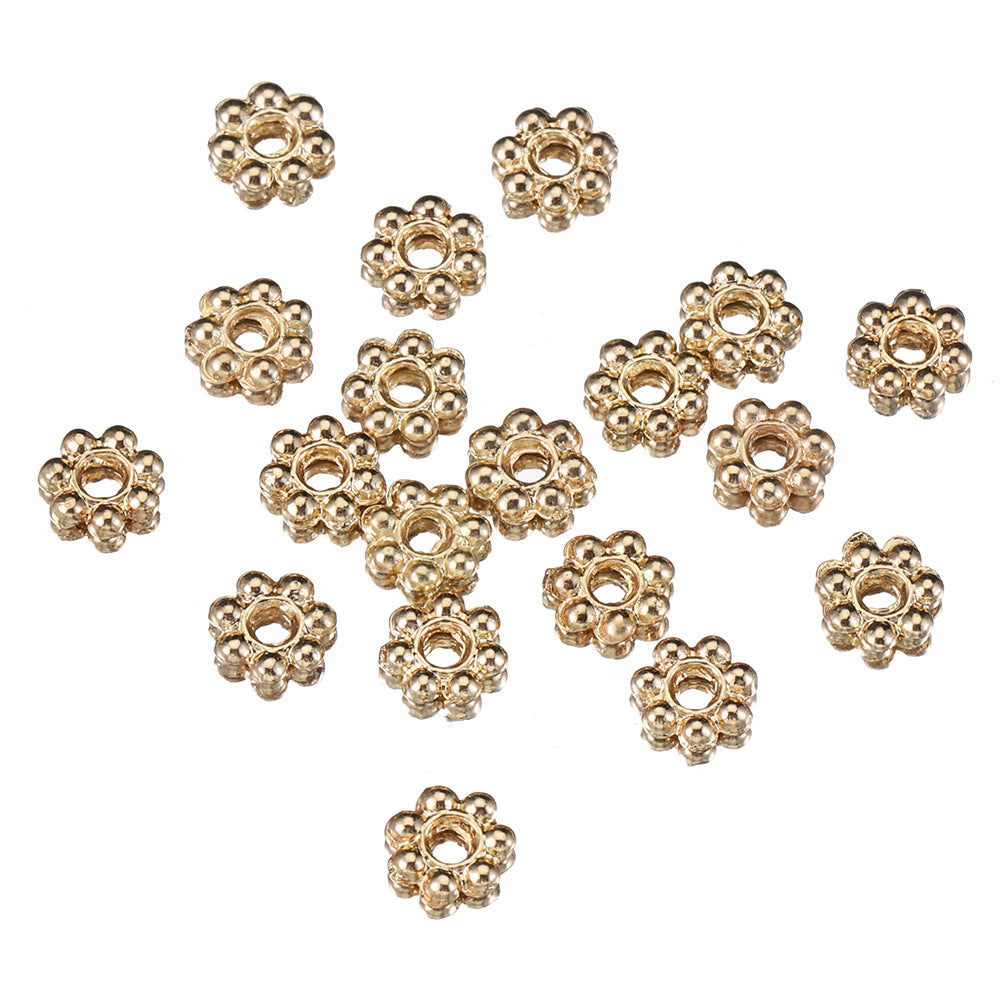 Alloy, 14k Gold-filled, Snowflake spacer Beads ( pk of 100 )