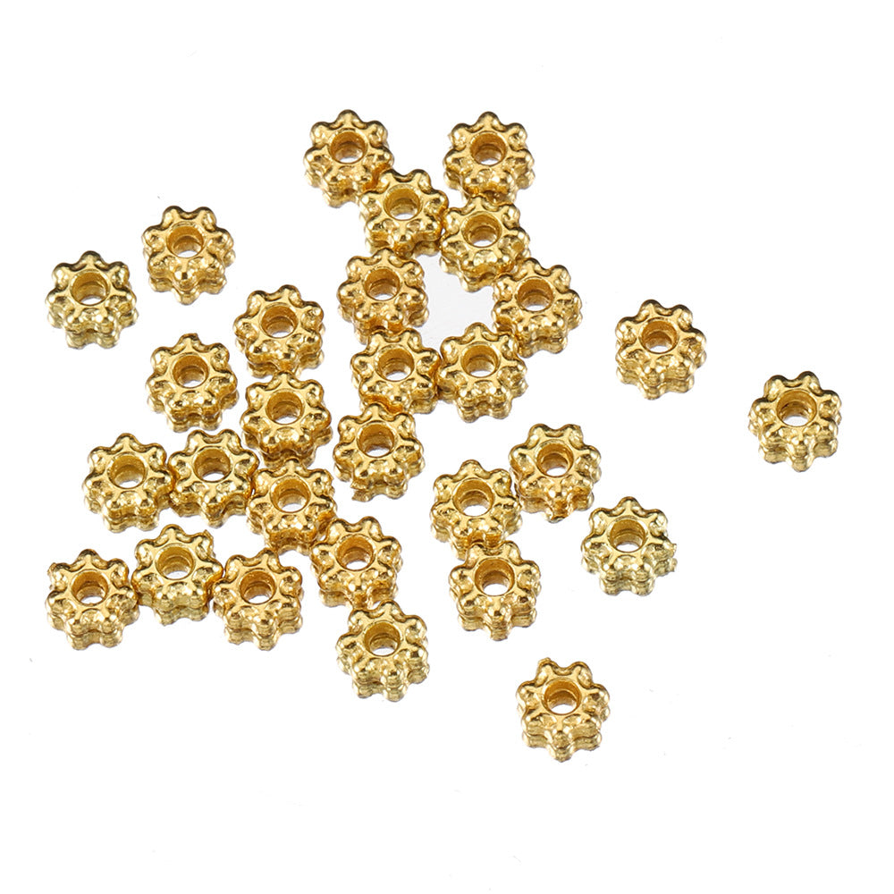 Alloy, 14k Gold-filled, Snowflake spacer Beads ( pk of 100 )