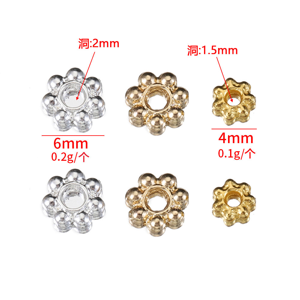 Alloy, 14k Gold-filled, Snowflake spacer Beads ( pk of 100 )