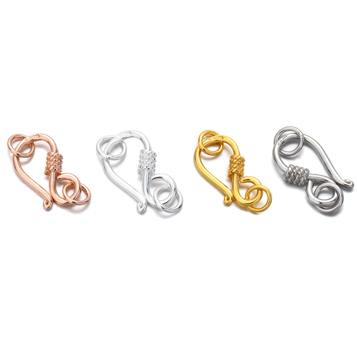 14mm S Shape Sterling Silver Lobster Clasp With Dual Closed Ring ( pk of 10 )