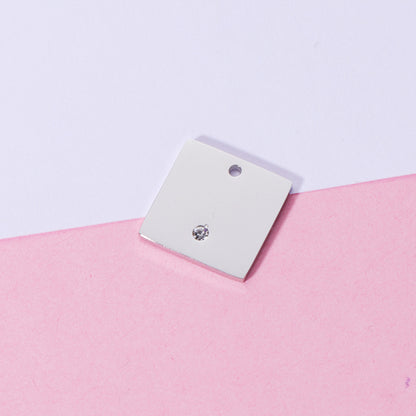 15mm Engravable Blank Stainless Steel Square Shape Tag Pendant