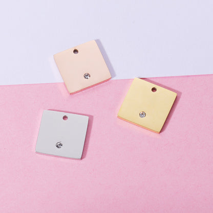 15mm Engravable Blank Stainless Steel Square Shape Tag Pendant