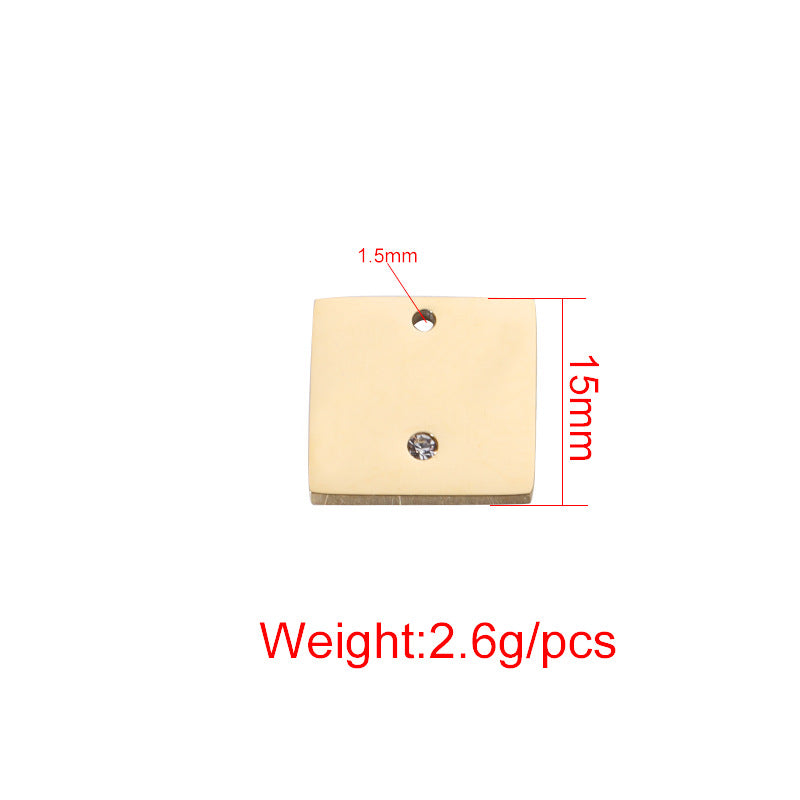 15mm Engravable Blank Stainless Steel Square Shape Tag Pendant