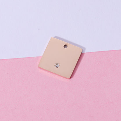 15mm Engravable Blank Stainless Steel Square Shape Tag Pendant