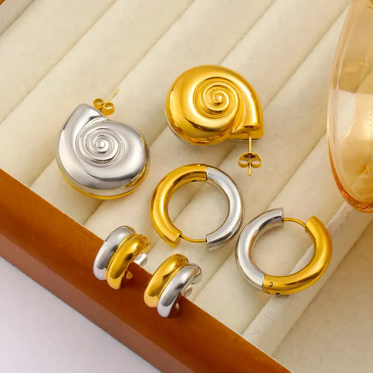 1 Pair 18K Gold PVD Minimalist French-style Stud Earring / 25104002