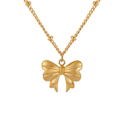 18K Gold PVD Stainless Steel Butterfly Pendant Necklace / KJ0248