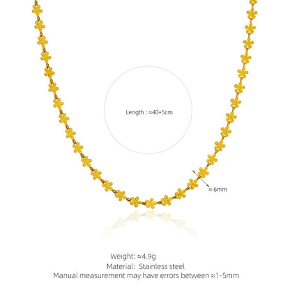 18K Gold PVD Stainless Steel Flower Chain Necklace / KN3001