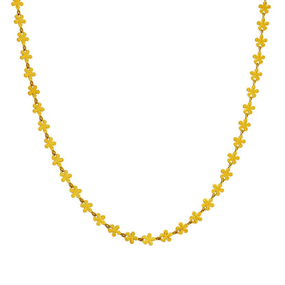 18K Gold PVD Stainless Steel Flower Chain Necklace / KN3001