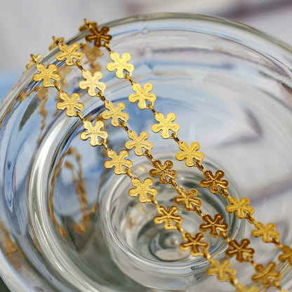 18K Gold PVD Stainless Steel Flower Chain Necklace / KN3001