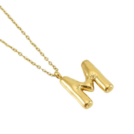 18K Gold PVD Stainless Steel Letter Initial Pendant Necklace / KJ0259