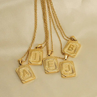 18K Gold PVD Stainless Steel Letter Initial Pendant Necklace / 25005005