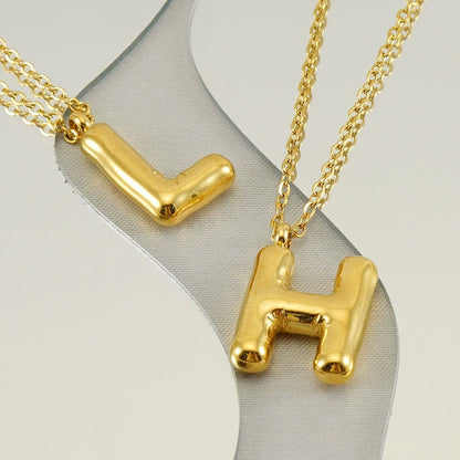 18K Gold PVD Stainless Steel Letter Initial Pendant Necklace / KJ0259