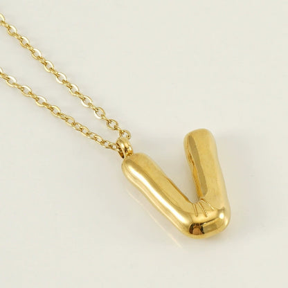 18K Gold PVD Stainless Steel Letter Initial Pendant Necklace / KJ0259