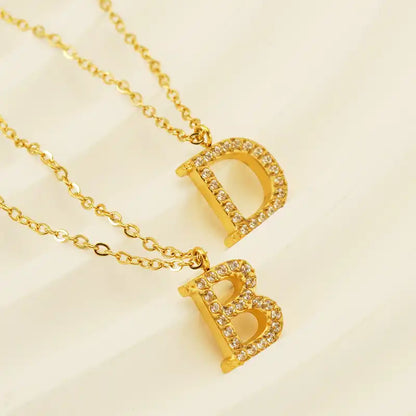 18K Gold PVD Stainless Steel Letter Initial Pendant Necklace / 25005006