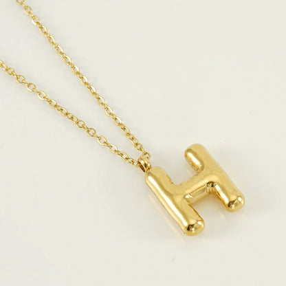 18K Gold PVD Stainless Steel Letter Initial Pendant Necklace / KJ0259