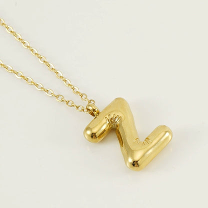 18K Gold PVD Stainless Steel Letter Initial Pendant Necklace / KJ0259