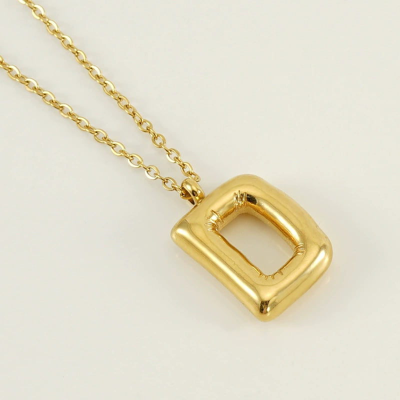 18K Gold PVD Stainless Steel Letter Initial Pendant Necklace / KJ0259