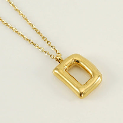 18K Gold PVD Stainless Steel Letter Initial Pendant Necklace / KJ0259