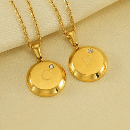 18K Gold PVD Stainless Steel Letter Initial Pendant Necklace / 25005005