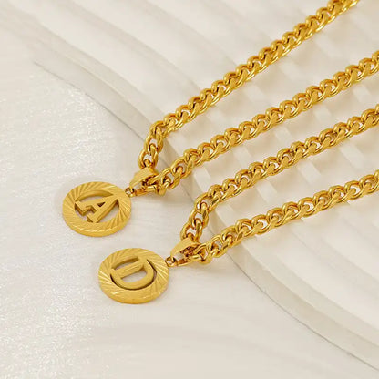 18K Gold PVD Stainless Steel Letter Initial Pendant Necklace / 25005005