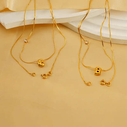 18K Gold PVD Stainless Steel Letter Initial Pendant Necklace / 25005006