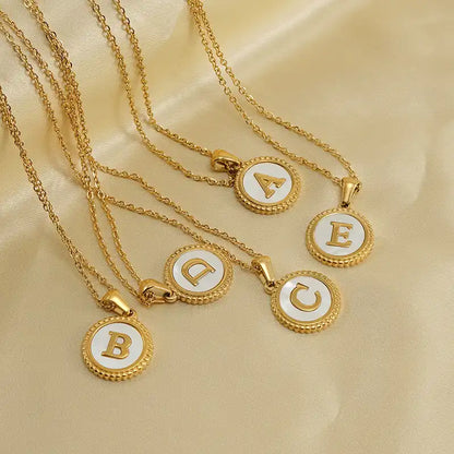 18K Gold PVD Stainless Steel Letter Initial Pendant Necklace / 25005006