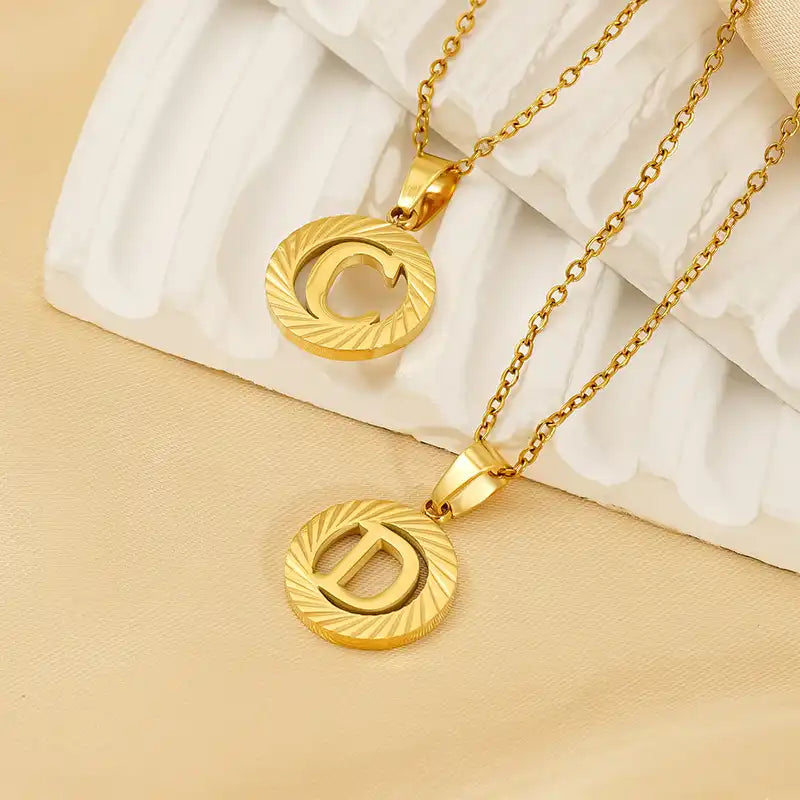 18K Gold PVD Stainless Steel Letter Initial Pendant Necklace / 25005005