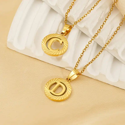 18K Gold PVD Stainless Steel Letter Initial Pendant Necklace / 25005005