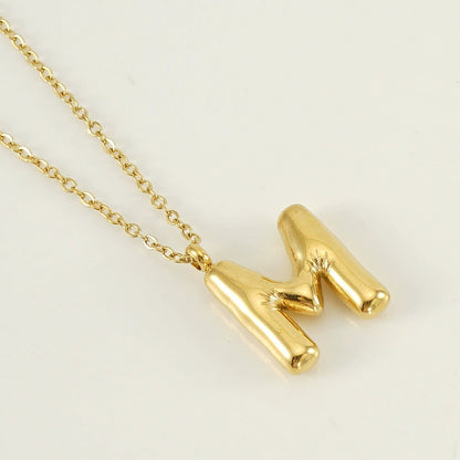 18K Gold PVD Stainless Steel Letter Initial Pendant Necklace / KJ0259