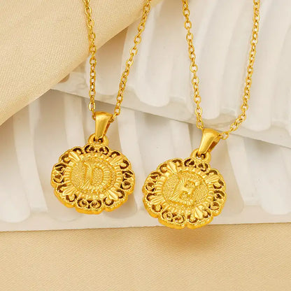 18K Gold PVD Stainless Steel Letter Initial Pendant Necklace / 25005006